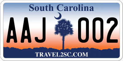 SC license plate AAJ002