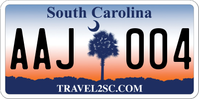 SC license plate AAJ004