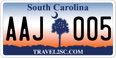 SC license plate AAJ005