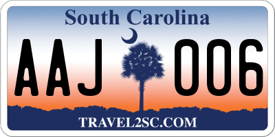 SC license plate AAJ006