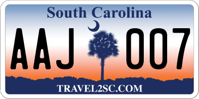 SC license plate AAJ007