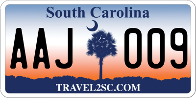 SC license plate AAJ009