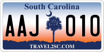 SC license plate AAJ010