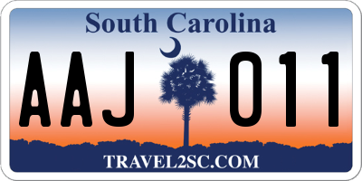 SC license plate AAJ011