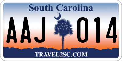 SC license plate AAJ014