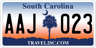 SC license plate AAJ023