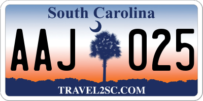 SC license plate AAJ025