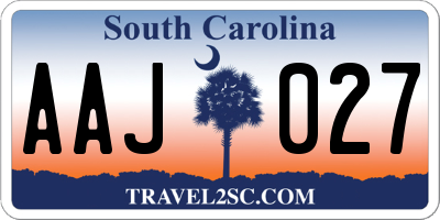 SC license plate AAJ027