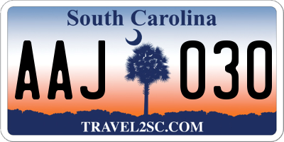 SC license plate AAJ030