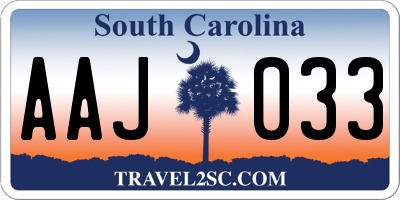 SC license plate AAJ033