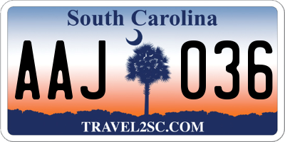 SC license plate AAJ036