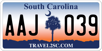 SC license plate AAJ039