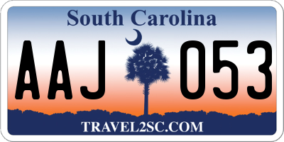 SC license plate AAJ053