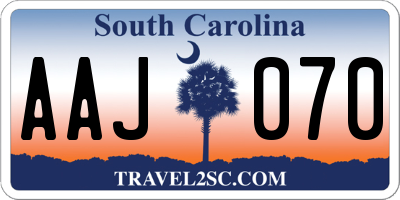 SC license plate AAJ070