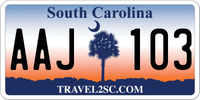 SC license plate AAJ103