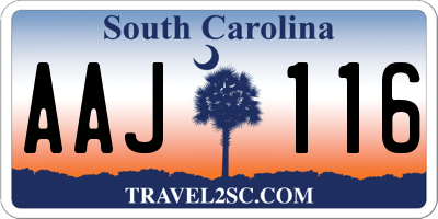 SC license plate AAJ116