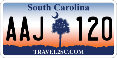 SC license plate AAJ120