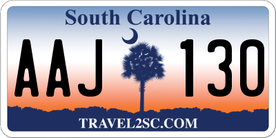 SC license plate AAJ130