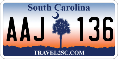 SC license plate AAJ136