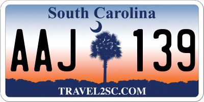 SC license plate AAJ139