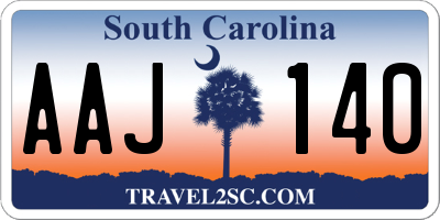 SC license plate AAJ140