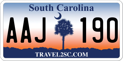 SC license plate AAJ190