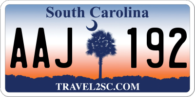 SC license plate AAJ192