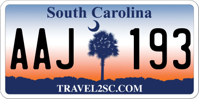 SC license plate AAJ193