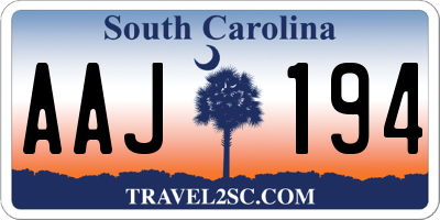 SC license plate AAJ194