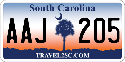 SC license plate AAJ205