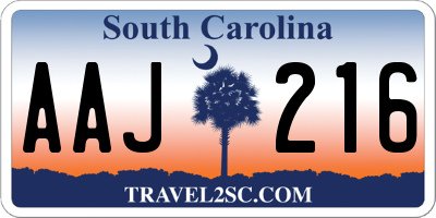 SC license plate AAJ216