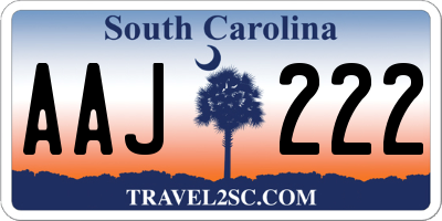 SC license plate AAJ222