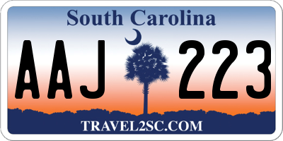 SC license plate AAJ223