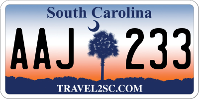 SC license plate AAJ233