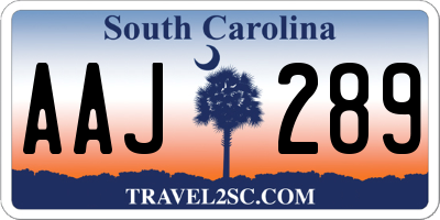 SC license plate AAJ289