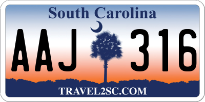 SC license plate AAJ316