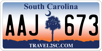 SC license plate AAJ673