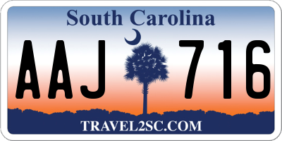 SC license plate AAJ716