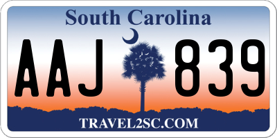 SC license plate AAJ839