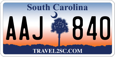 SC license plate AAJ840