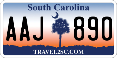 SC license plate AAJ890