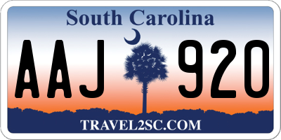 SC license plate AAJ920