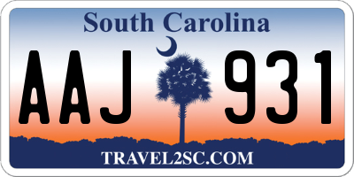 SC license plate AAJ931