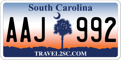 SC license plate AAJ992