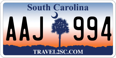 SC license plate AAJ994