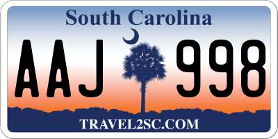 SC license plate AAJ998