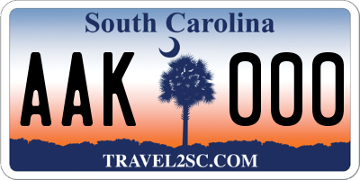 SC license plate AAK000