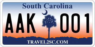 SC license plate AAK001