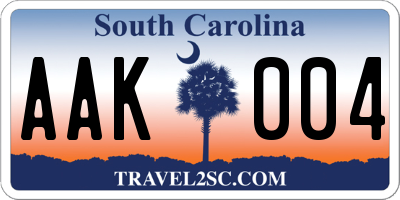 SC license plate AAK004