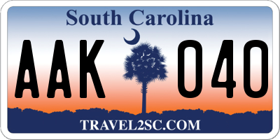 SC license plate AAK040